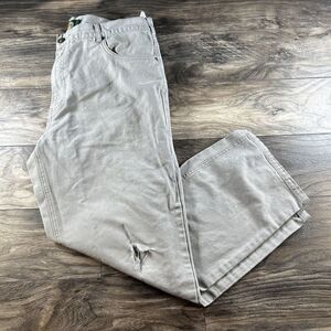 Cabelas Jeans Mens 38x30 Khaki Canvas Work Pants Outdoor Fishing Wide‎ Leg